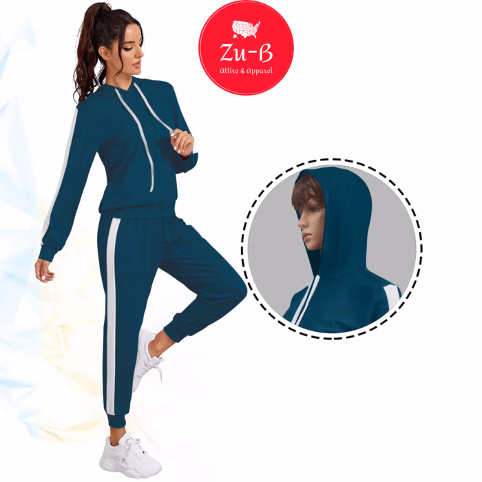Women’s teal tracksuit set with hoodie and joggers