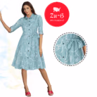Zu-B Ruby Cotton Midi Shirt Dress – Mint Blue Variation