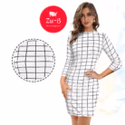 Zu-b white bodycon dress with black grid print