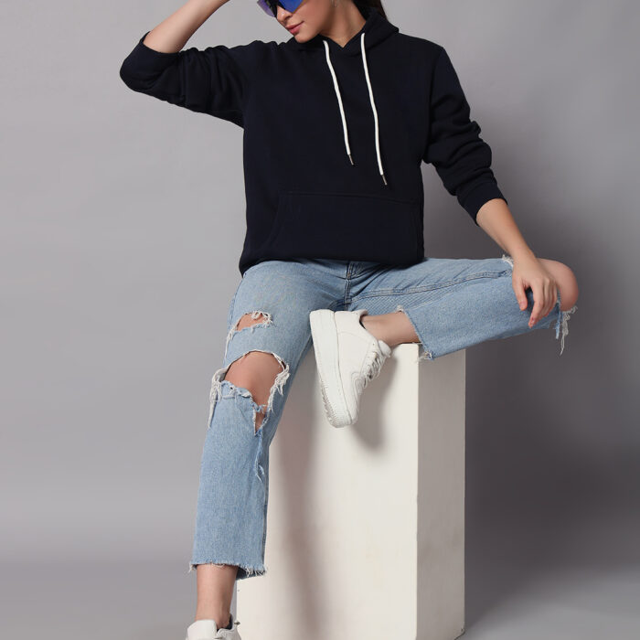 Dark Navy Blue Women's Hoodie 6