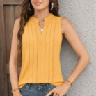 Zu-B women's sleeveless pleated casual top Mustard Yellow