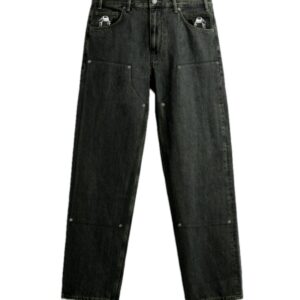 Double Knee Straight Fit Jeans -  Faded Black